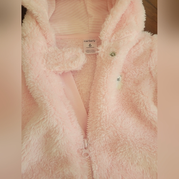 One-piece Jumpsuit with Hood Size 6 Months  NWOT Pink Faux Fur - Picture 7 of 8